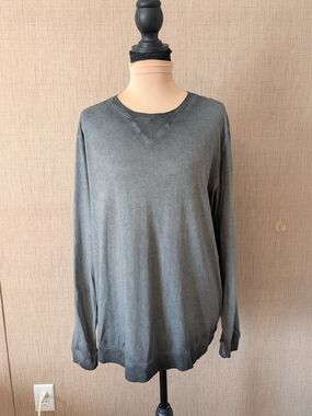 Mono B Washed Gray Long Sleeve Crew Tee